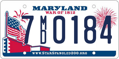 MD license plate 7MD0184