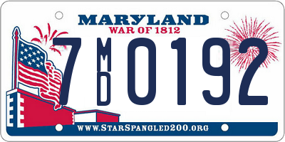 MD license plate 7MD0192