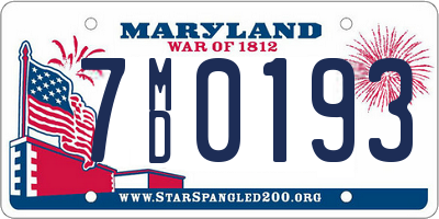 MD license plate 7MD0193