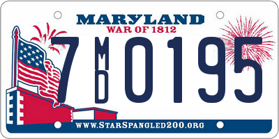 MD license plate 7MD0195