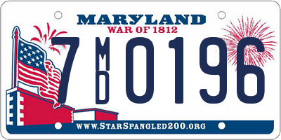 MD license plate 7MD0196