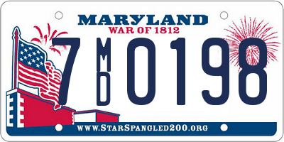 MD license plate 7MD0198