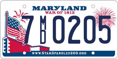 MD license plate 7MD0205