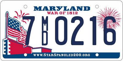 MD license plate 7MD0216