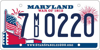 MD license plate 7MD0220