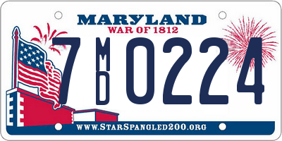 MD license plate 7MD0224