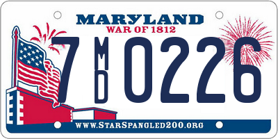 MD license plate 7MD0226