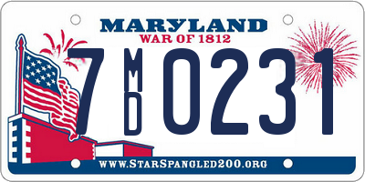 MD license plate 7MD0231