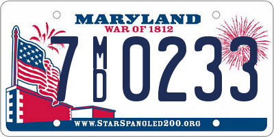 MD license plate 7MD0233