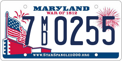 MD license plate 7MD0255