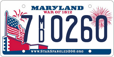 MD license plate 7MD0260