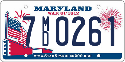MD license plate 7MD0261