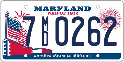 MD license plate 7MD0262