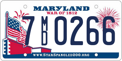 MD license plate 7MD0266