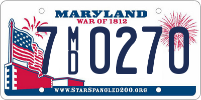 MD license plate 7MD0270