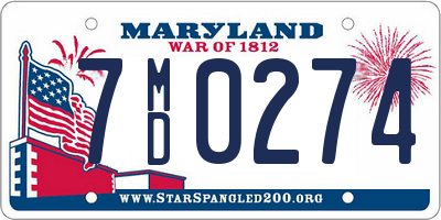 MD license plate 7MD0274