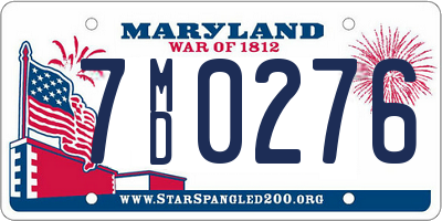 MD license plate 7MD0276