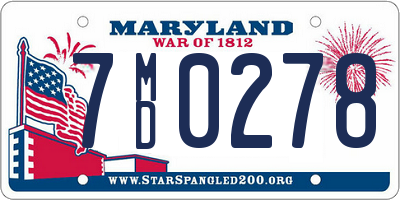 MD license plate 7MD0278