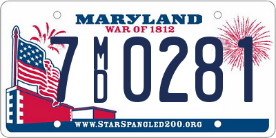 MD license plate 7MD0281