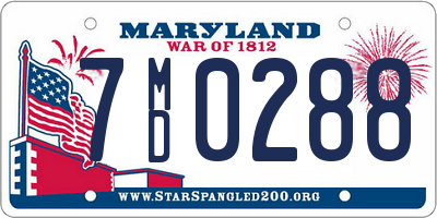 MD license plate 7MD0288