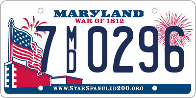 MD license plate 7MD0296