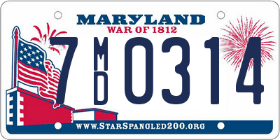 MD license plate 7MD0314