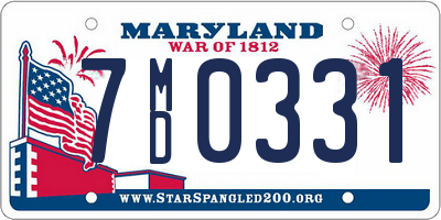 MD license plate 7MD0331