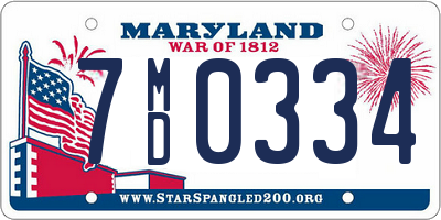 MD license plate 7MD0334