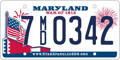 MD license plate 7MD0342