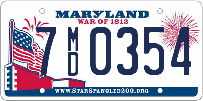 MD license plate 7MD0354