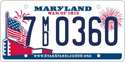 MD license plate 7MD0360