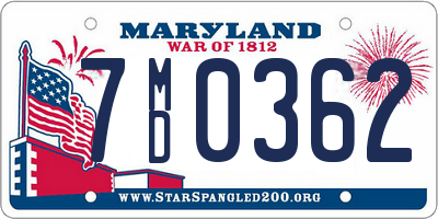 MD license plate 7MD0362