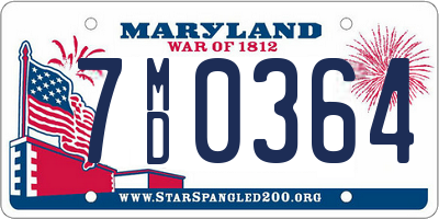 MD license plate 7MD0364