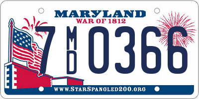 MD license plate 7MD0366
