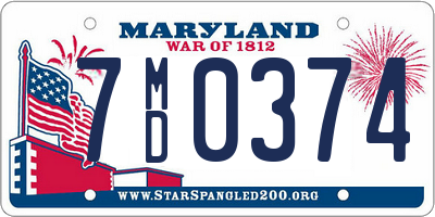 MD license plate 7MD0374