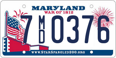 MD license plate 7MD0376
