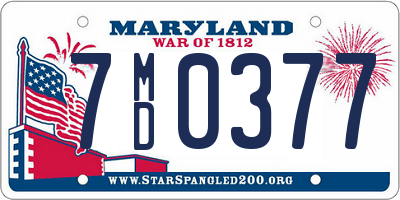 MD license plate 7MD0377