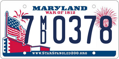 MD license plate 7MD0378
