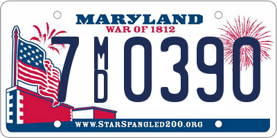 MD license plate 7MD0390