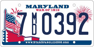 MD license plate 7MD0392