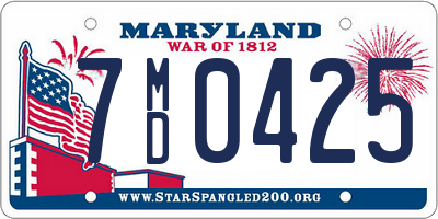 MD license plate 7MD0425