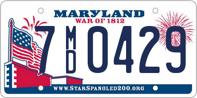 MD license plate 7MD0429