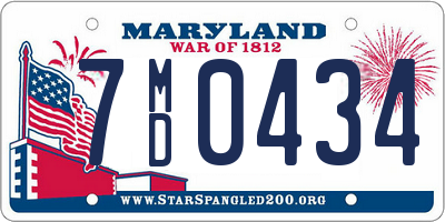 MD license plate 7MD0434