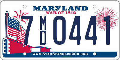 MD license plate 7MD0441