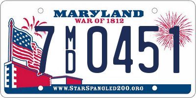 MD license plate 7MD0451