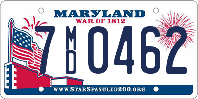 MD license plate 7MD0462