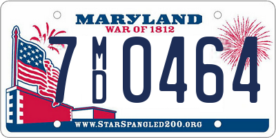 MD license plate 7MD0464