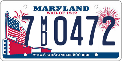 MD license plate 7MD0472