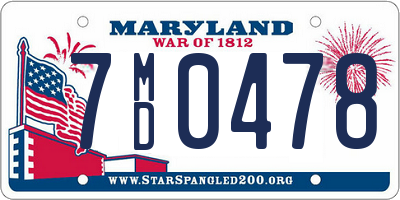 MD license plate 7MD0478