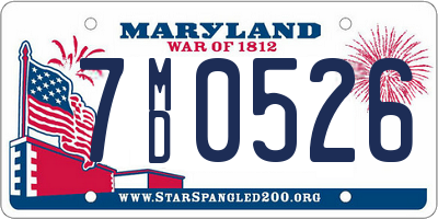 MD license plate 7MD0526